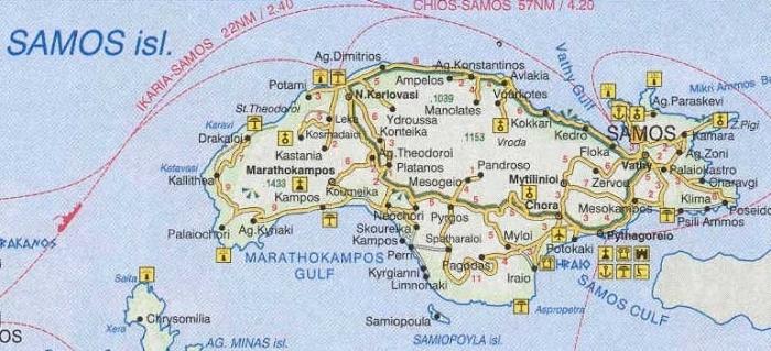 Samosas, Graikija, žemėlapis